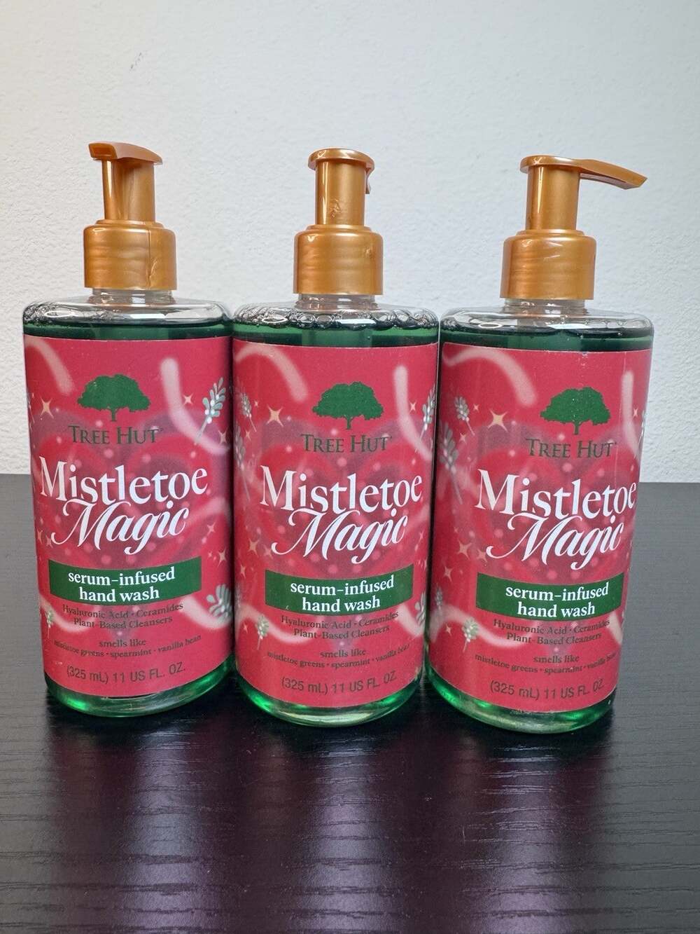 3 Pack Tree Hut Mistletoe Magic Serum Infused Hand Wash, 11 Fl Oz New